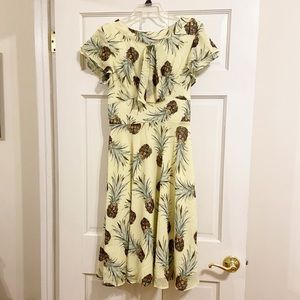 Unique Vintage Yellow Pineapple Swing Dress